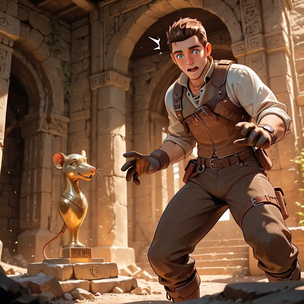 AI art "Nathan Drake fucked with the Rat god Statue and gets Fucked as a Rat Girl."