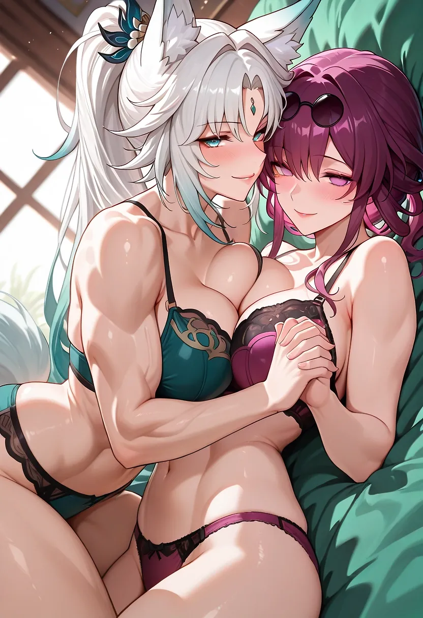 AI art "Happy Friday! [Feixiao x Kafka mini-Photo Shoot]" with user description "Thank you all for the likes and follows. More content to come!"