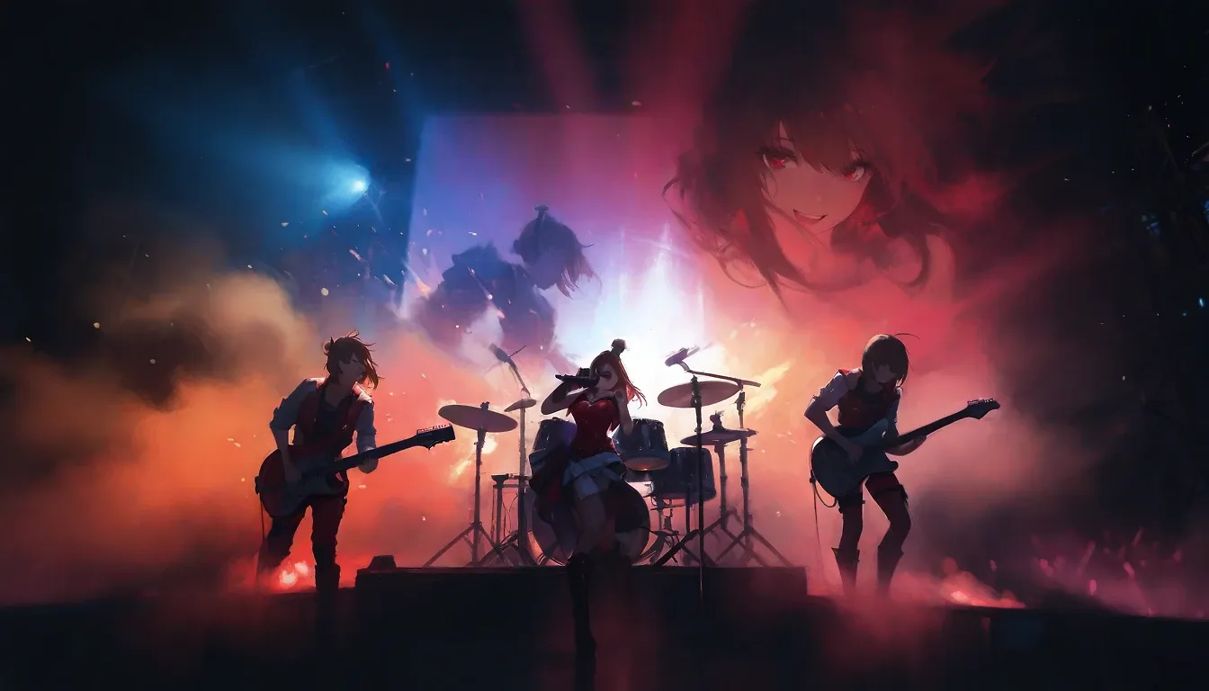 AI art "The Priss Live in concert at the Hot Legs Club" with user description "Priss in her Job as singer of a rockband, her songs are allover the complete Bubblegum Crisis OVA 😁"