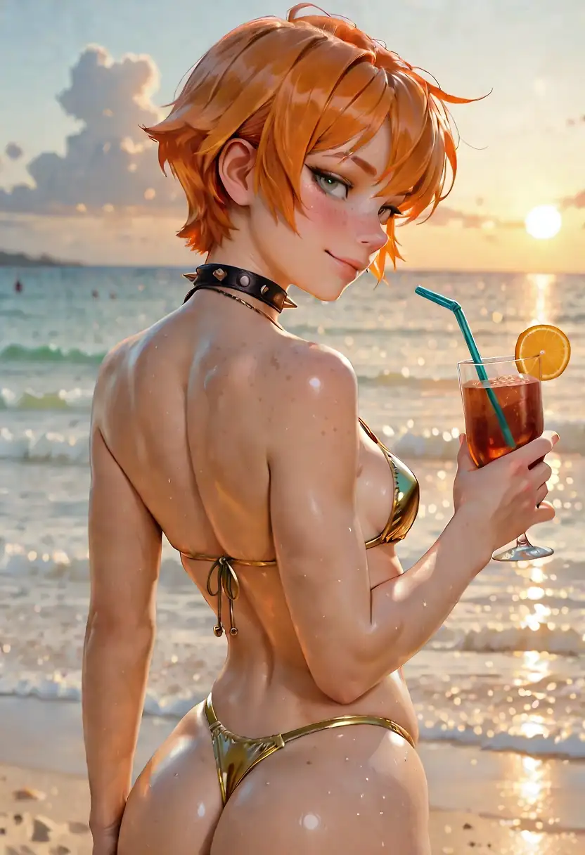 AI art 'Dana stole Summers swimwear' with user description 'Probably when summer went to the bar for a drink and let her suitcase unguarded.
@parda - I'll talk to her and insist that she brings it back.'
