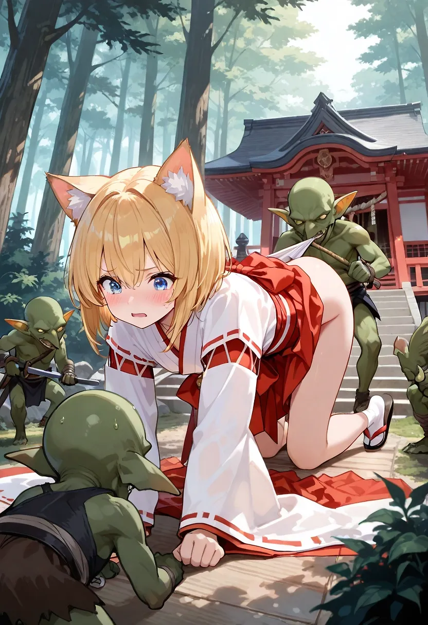 Goblins capture a Shrine Maiden
