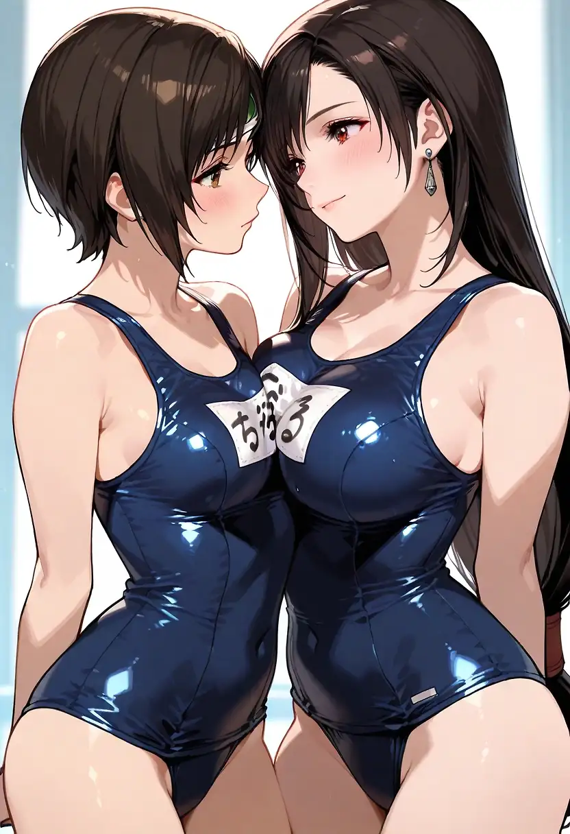 AI art 'ティファとユフィとスク水と'
