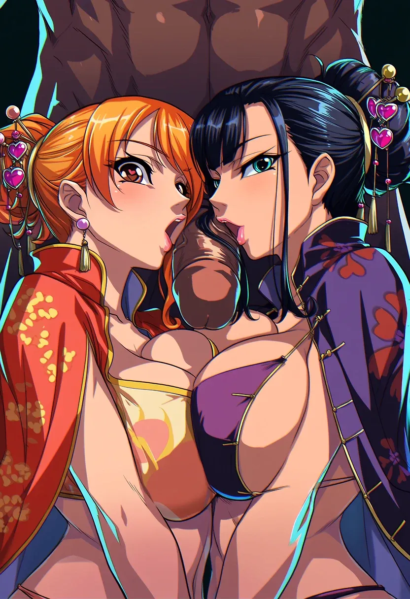 Strawhat girls in chinese clothes