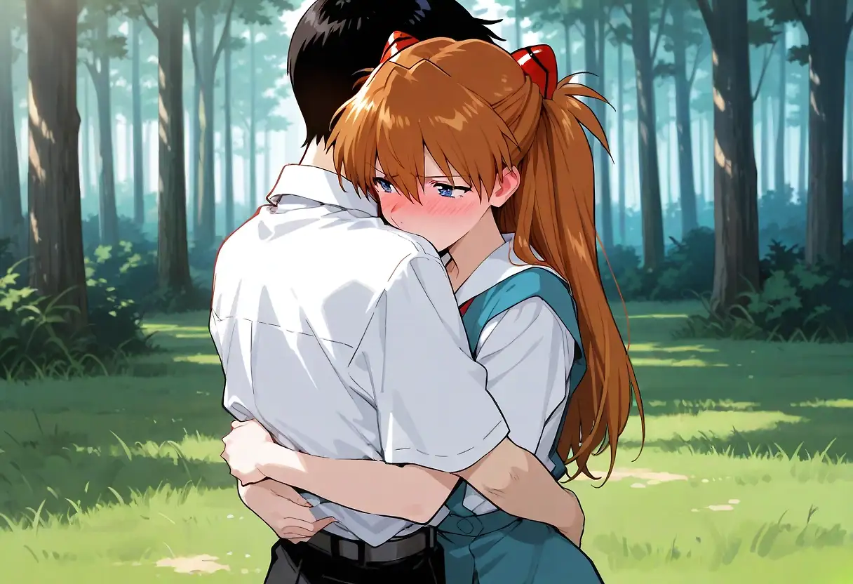 AI art "Shinji making love with Asuka"