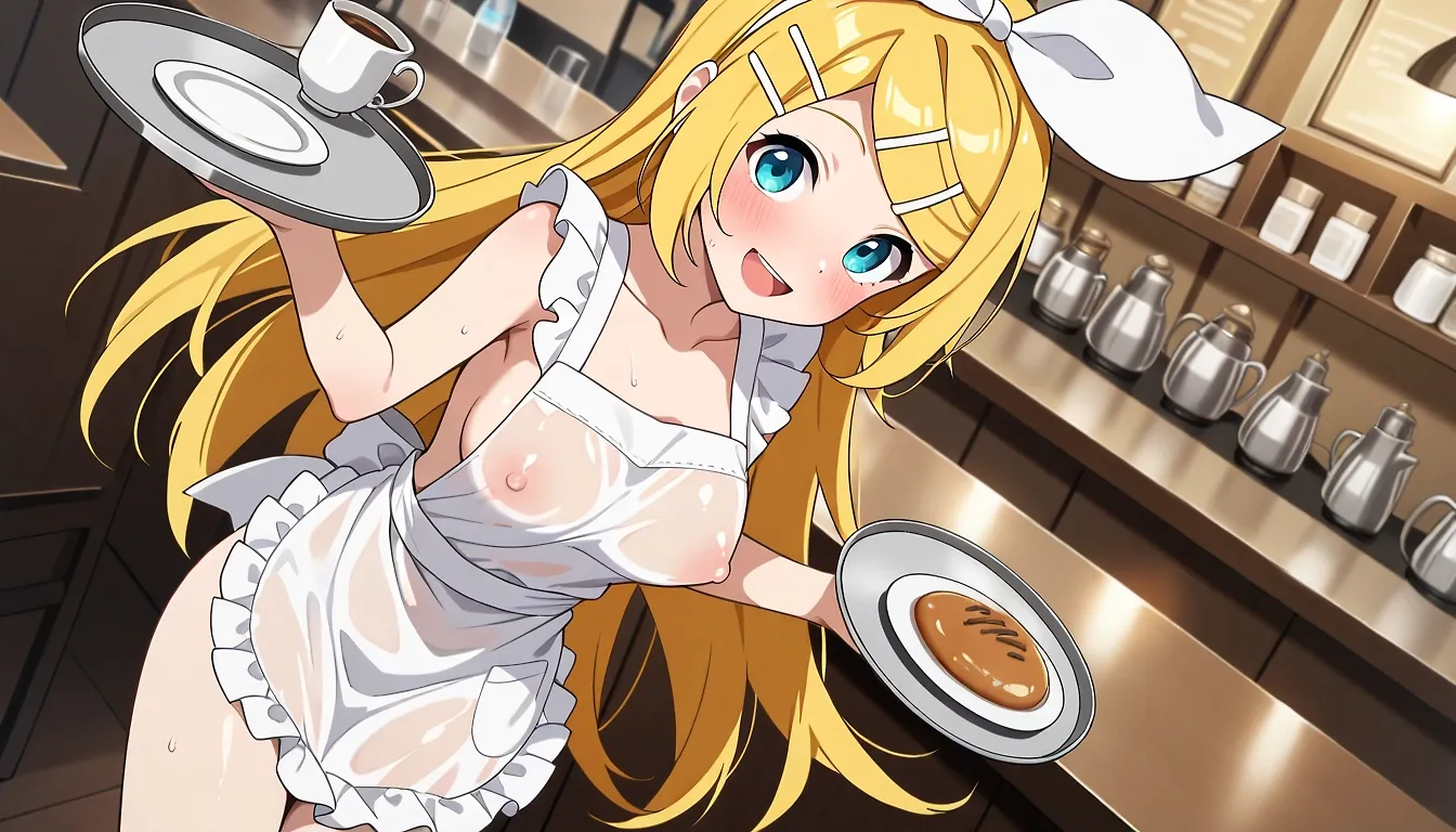 Kagamine Rin (Future Style) Nude Apron - Working at Cafe