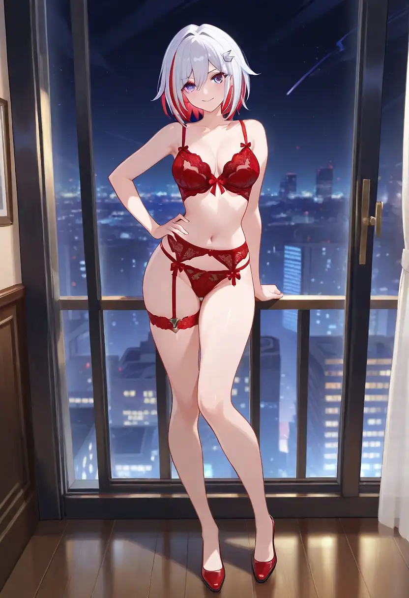 Sexy Topaz in Red Lingerie