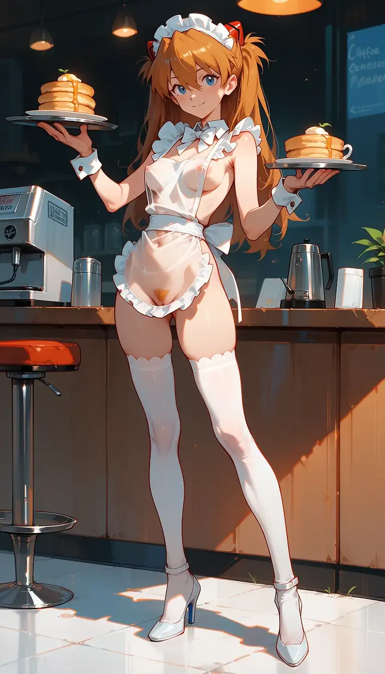 AI art 'neon genesis evangelion heroine seethrough apron' with user description '😎'