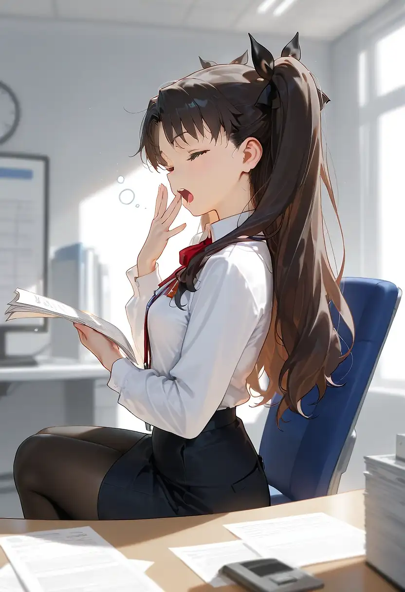 AI art "Working with Tohsaka Rin"