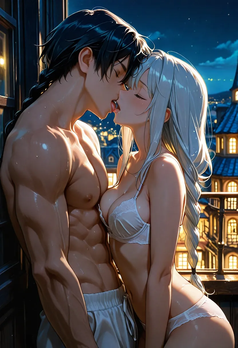 A passionate kiss