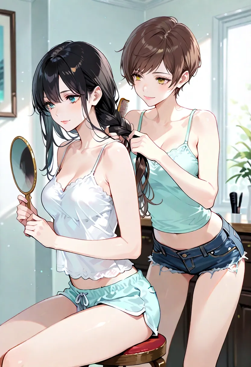 AI art "Girls helping each other with grooming"