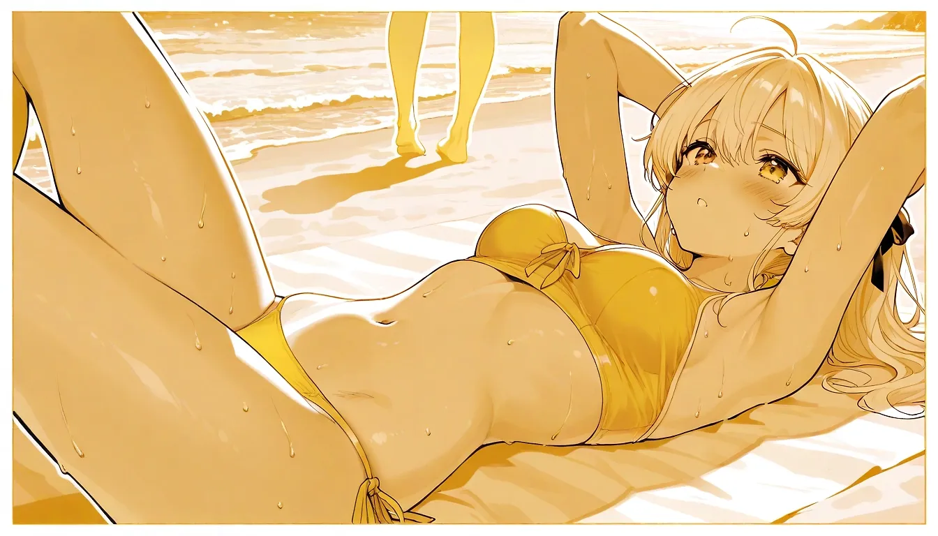 Beach babe in yellow