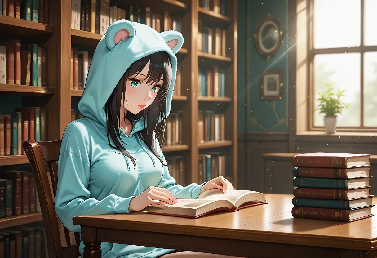 Studying in the library