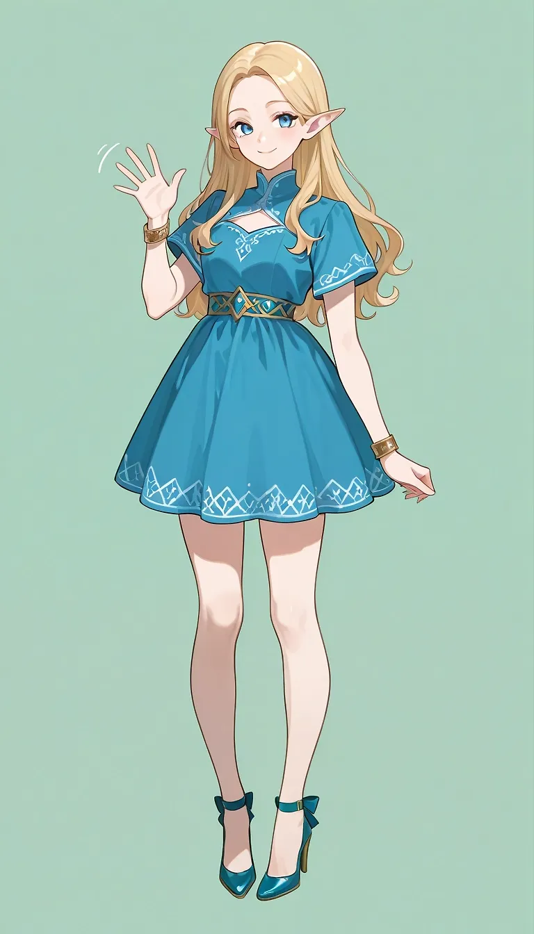 Elf girl in blue dress