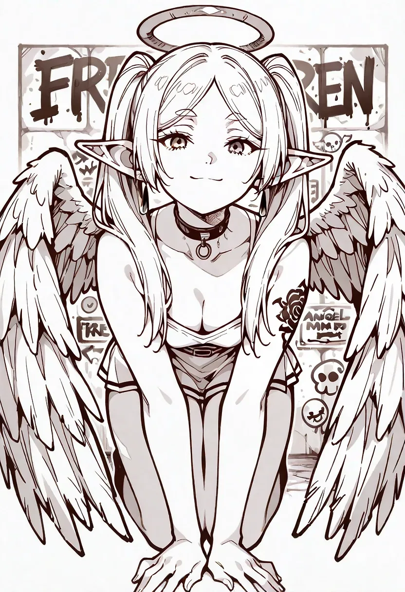 AI art "∩｡• ᵕ •｡∩ ♡" with user description "More of this style. Maybe should try different models but frieren just works so well :D"