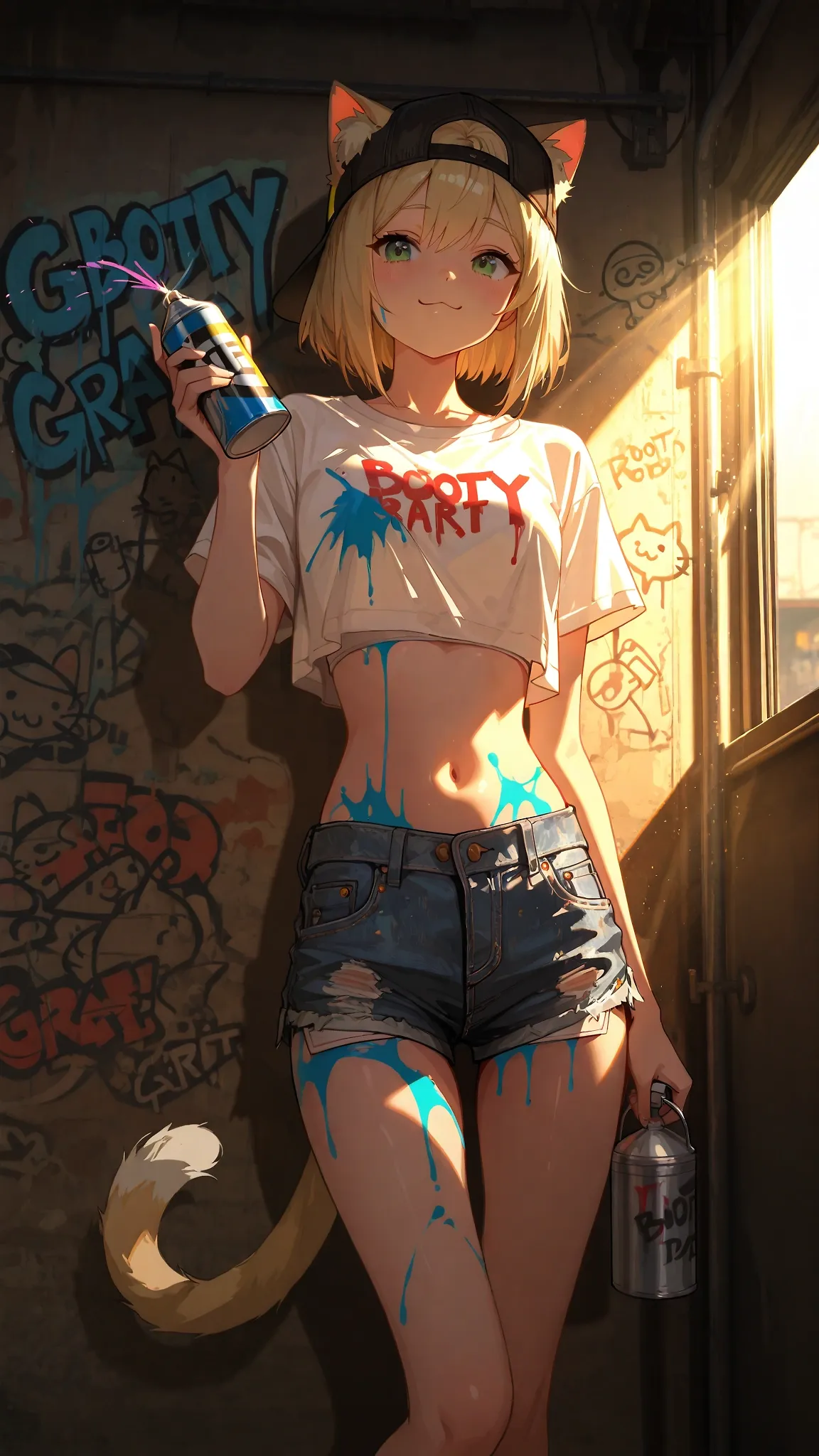 AI art "Graffiti Cat Girls"