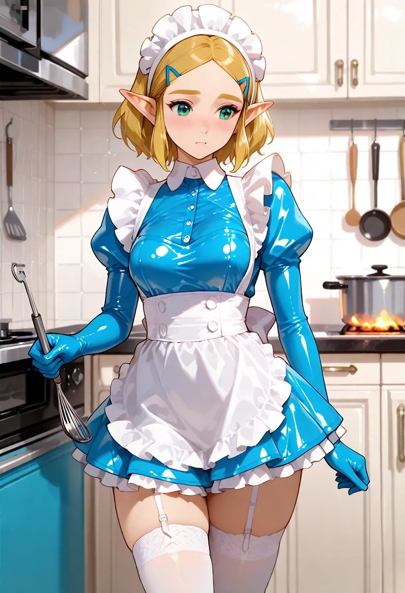 Zelda’s cooking in the kitchen.