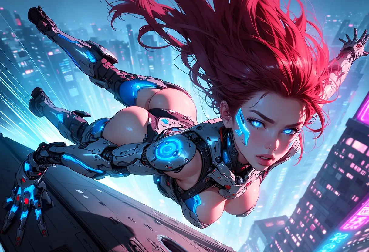 AI art 'Free Falling Red M'