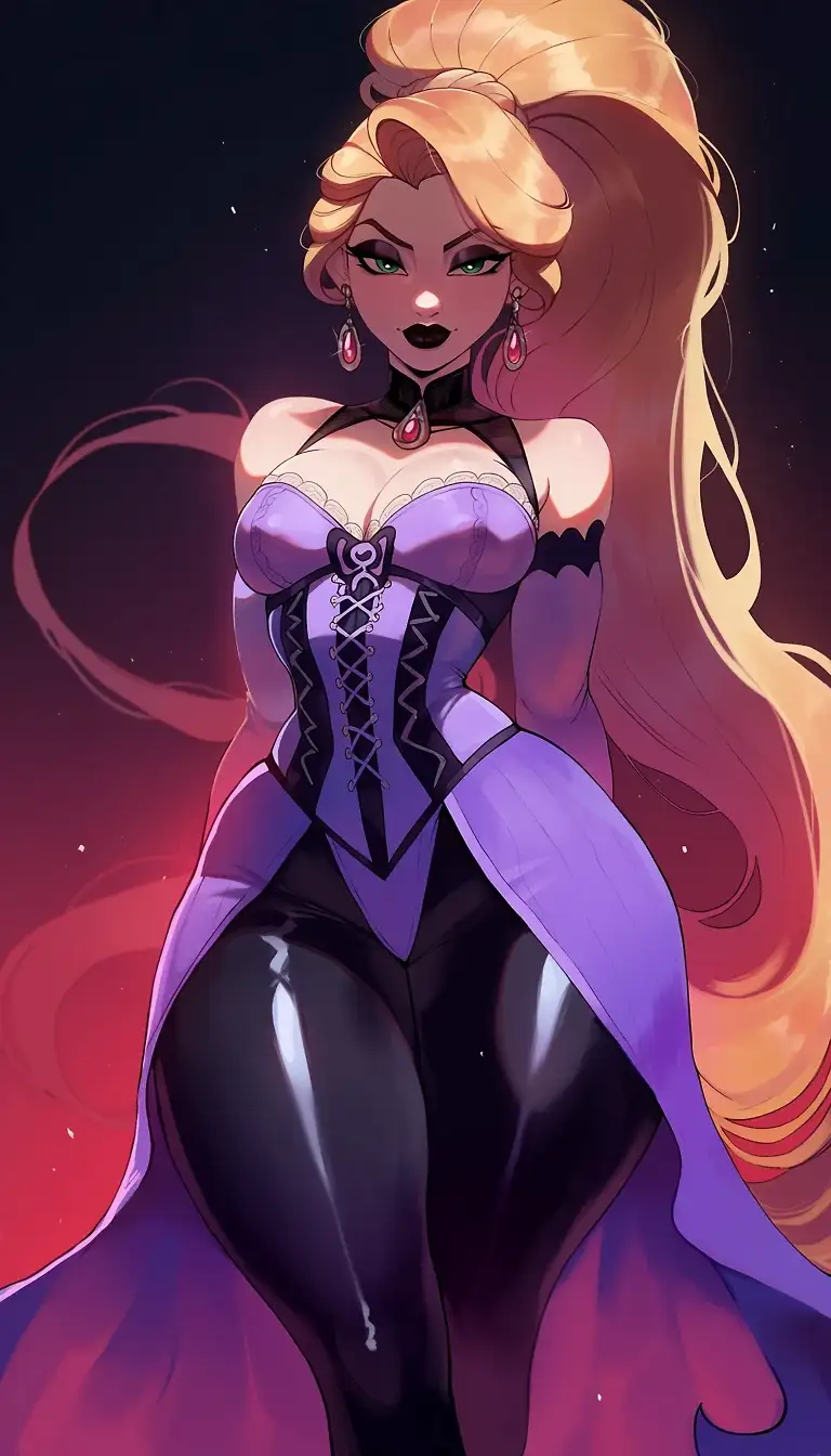 AI art 'Rapunzel (Disney) x Sindel (Mortal Kombat)' with user description 'Rapundel

Rapundel was not born a helpless princess locked in a tower—she was born into a kingdom steeped in ancient magic, where royal blood carried power tied to voice, will, and soul. Her mother, the queen, possessed a legendary ability: a voice that could command, shatter, and enchant. It was said her song could calm storms—or unleash them.

When the queen died under mysterious circumstances, that power did not vanish.

It passed to Rapundel.

But she was only an infant, and such power was dangerous in untrained hands. Fearing what she might become—or what others might turn her into—the royal court hid the truth. A secret faction within the kingdom conspired to contain her, staging her disappearance and placing her in isolation under the watch of a false caretaker.

The tower was never meant to protect Rapundel.

It was meant to suppress her.

As she grew, her magic manifested not through her voice alone, but through her hair—long, radiant strands acting as conduits for her latent power. Each golden thread held echoes of her lineage, capable of healing, controlling, or even draining life depending on her will. But without knowledge of her heritage, her abilities remained unstable… emotional… reactive.

Like Sindel, her true strength was tied to identity—and memory.

For years, whispers haunted her—fragments of lullabies that felt more like commands, dreams of a throne she had never seen, and a voice within her own that did not feel entirely her own. It wasn’t until a moment of intense fear and anger that her power erupted. The tower trembled. The air screamed. Her hair lashed out like living energy, and for the first time, she heard it—

Her true voice.

Not soft. Not gentle.

Commanding.

In that moment, something awakened—not just power, but presence. The spirit of her mother, bound within her bloodline, began to surface. Whether it was guidance, possession, or something in between… Rapundel could not tell.

What she did know was this:

She was never meant to be hidden.

As she stepped beyond the tower, her journey was no longer about escape—it was about reclamation. Of her throne. Of her identity. Of the truth behind her mother’s death.

And like Sindel, she would learn that her voice was not just a gift—

It was a weapon.

One that could bring kingdoms to their knees… or raise them from ruin.'