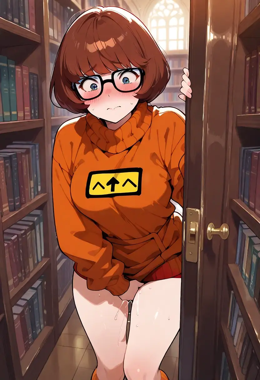 AI art 'Velma gets caught in the library (part 1)'