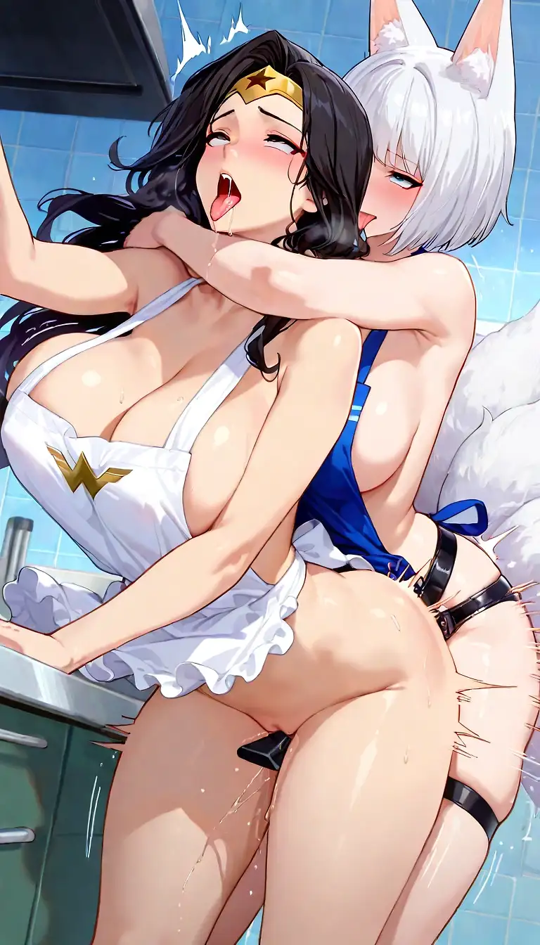 Naughty Time In The Kitchen 2 (Kaga & Wonder Woman)