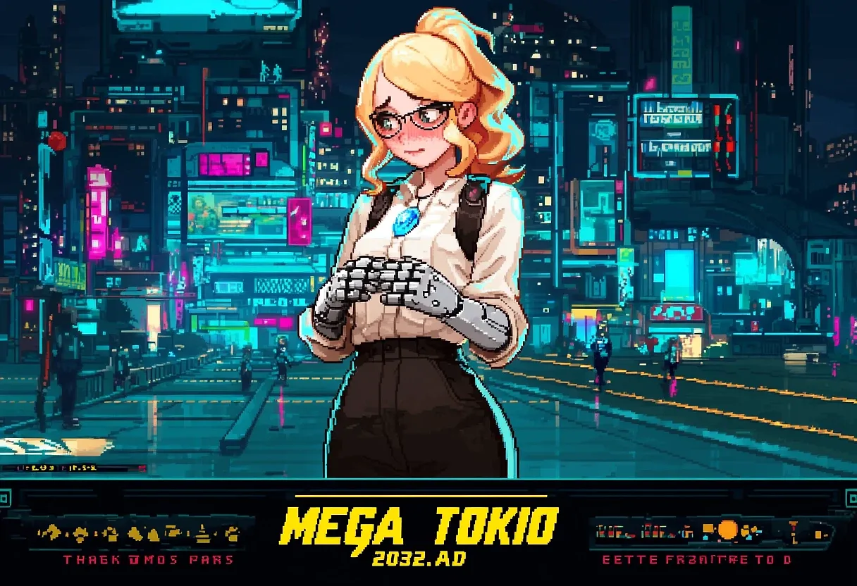 🦾 Hana's level one, the shower 🚿 (Mega Tokyo 2032 AD)