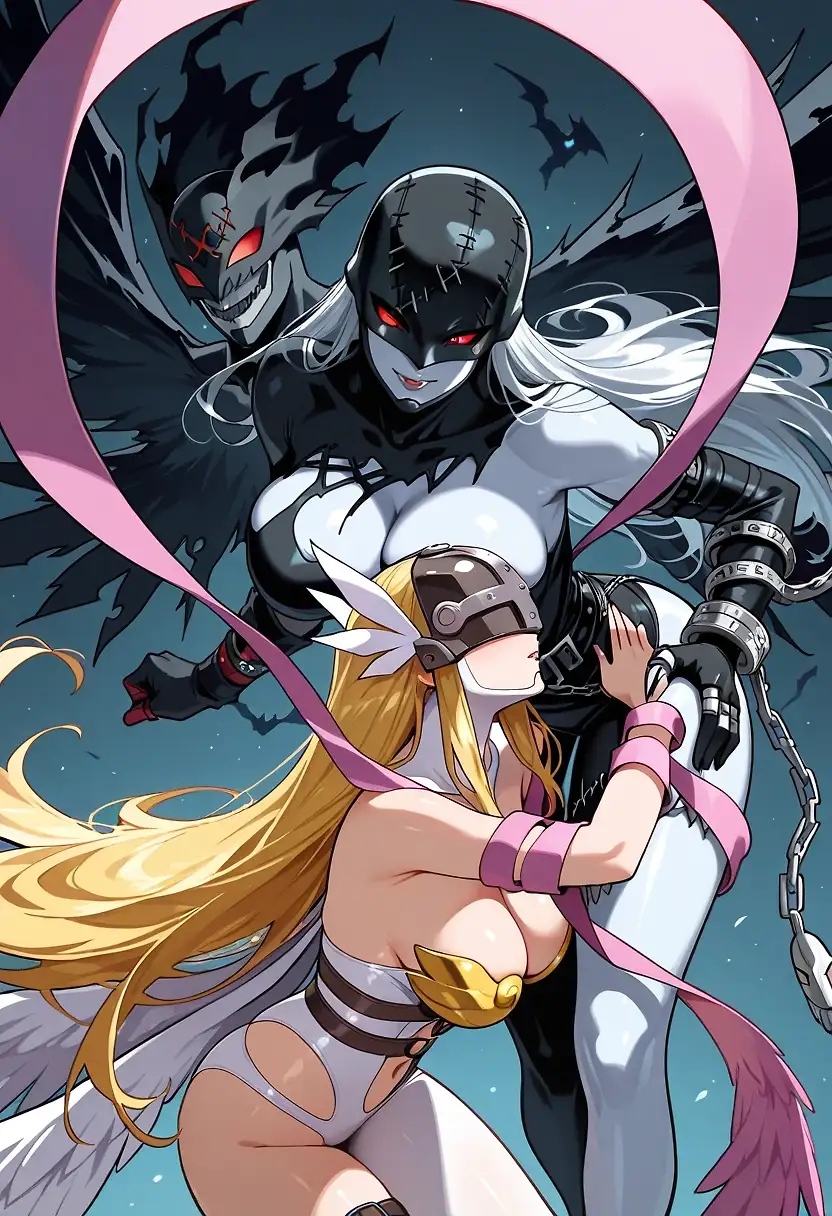 AI art "Angewomon and ladydevilmon"