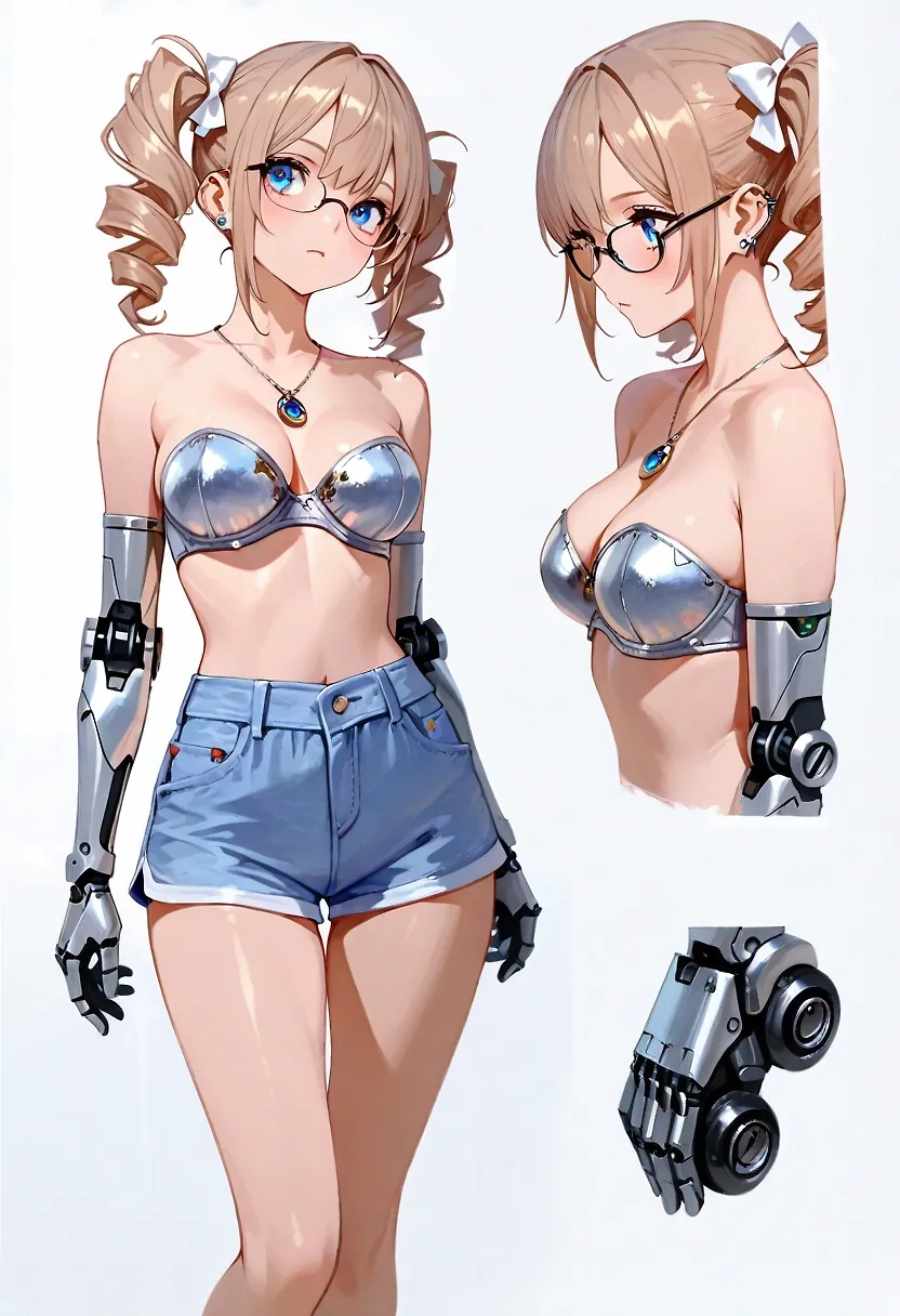 AI art "Cyberpunk Style Hana" with user description "I got the idea to try some Cyber/Mechanical arm out. So she fit to cyberpunk future."