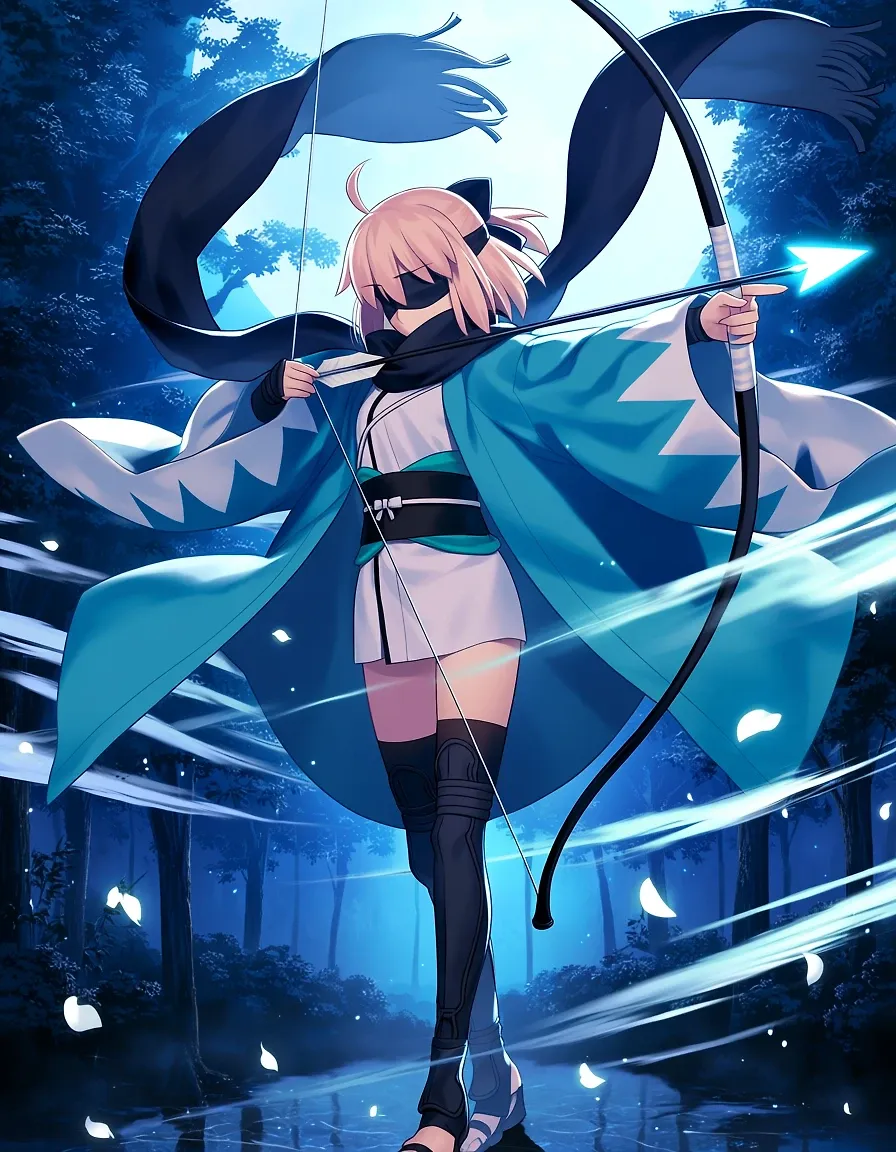AI art "Okita Souji x Bow"