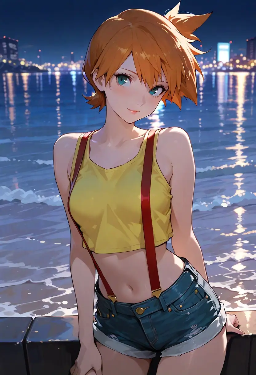 AI art 'Yu Narukami FUCKS - Kanto Gym Leaders' with user description 'Random idea I had after a previous post.  Might be first in a series? Leave comment for feedback, I'll probably make up to Sinnoh at the very least.  Misty, Erika, Sabrina, Janine, and Leaf (trainer character).


All characters 18+ with adult tag.'