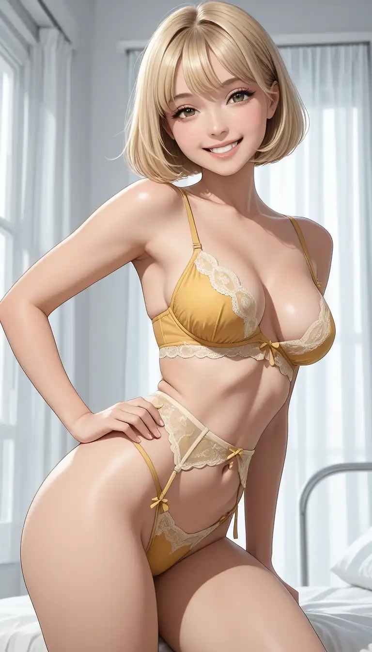 AI art 'Intimate colors.' with user description 'I love it when the hair color and lingerie color match. I decided to use very few prompts and let the AI ​​design the girls and lingerie to its liking.'