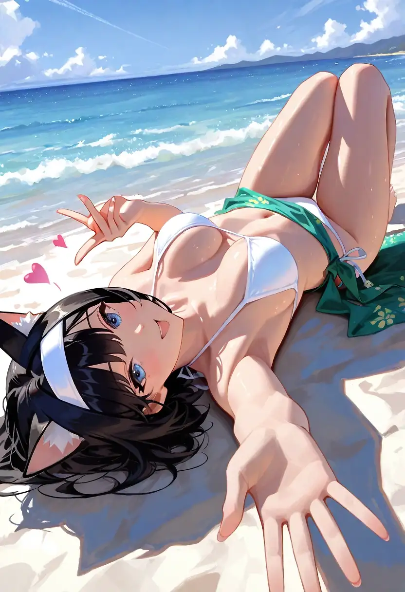 AI art 'Congratulations for your 4K Peterco' with user description '@peterco you’ve earned some beach time with Linna. She’s already waiting for you with a little present 😘

Linna: Honey, what’s keeping you? I miss you.

What are you waiting for? Go on 🤙

@octavian @warmicestudios @ririfake  @reptorn  @casca_kirei-onna @heihund @bad77 @parda @terror2 @hollenwulf @varcolac @zerogroupe21 @goobygubby @cro_bo @saltymajor778 @zesoul @azariel  @artfx85 @a_casual_prompter @smut317'