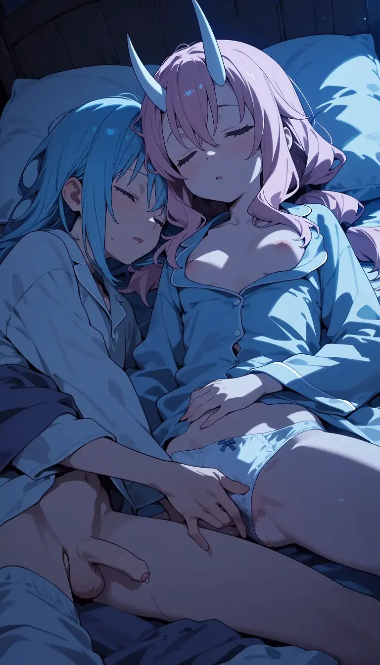 AI art 'Rimuru's sweet dreams' with user description 'Whose turn is it to sleep with the great Rimuru tonight?'