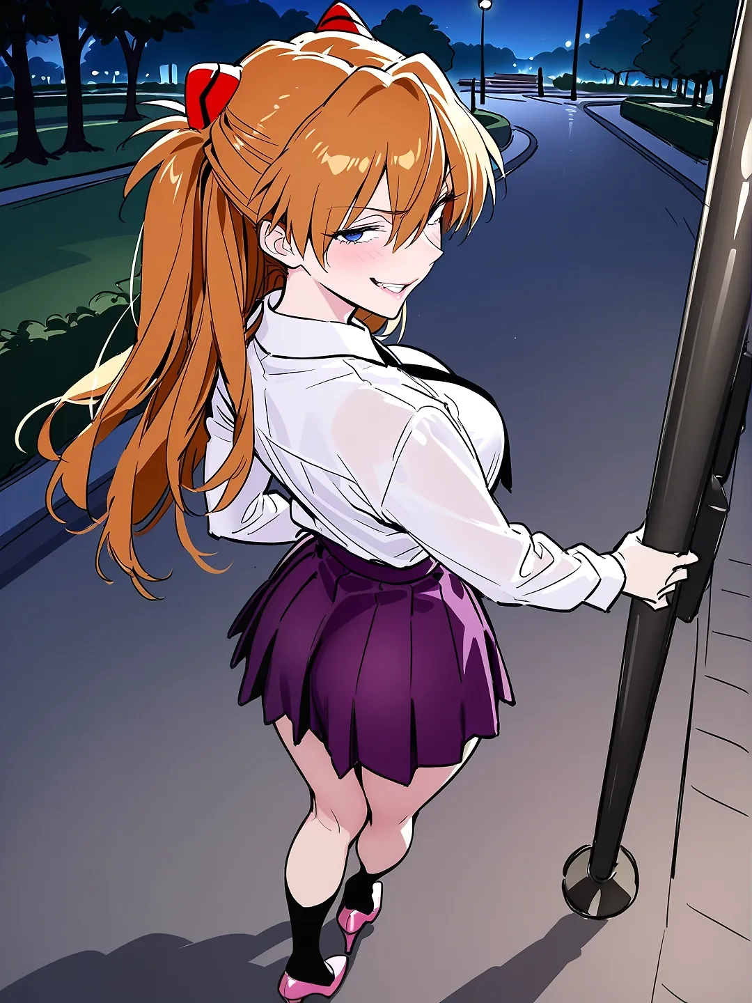 AI art "Asuka Langley Night Time Walk"