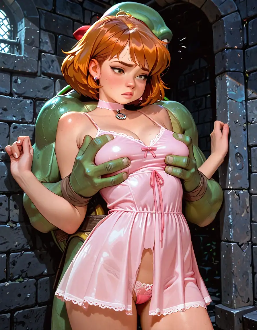 AI art 'Cowabunga! April in a Pink dress visits the sewers'