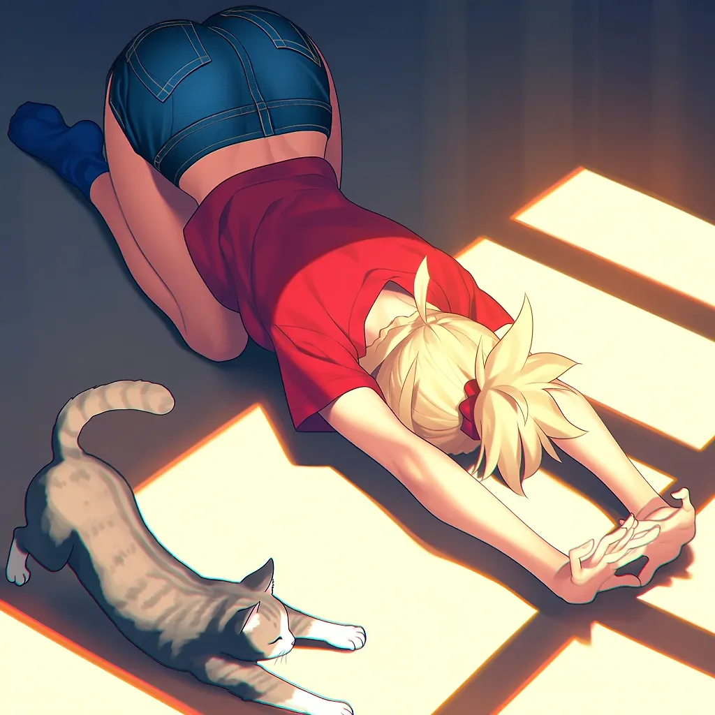 AI art "Stretching with Mordred"