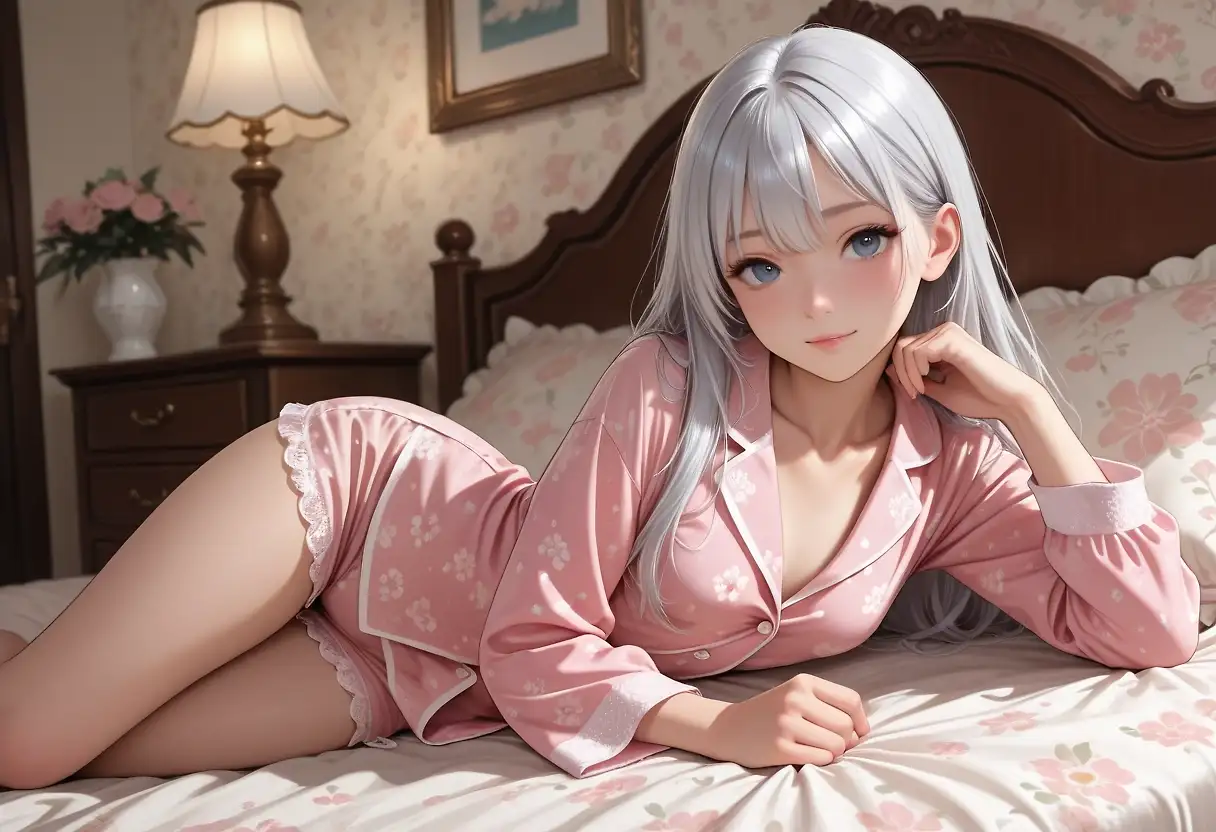 Her in her pajamas