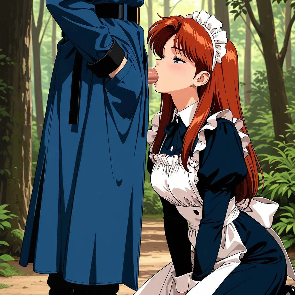 Maid BJ in the woods