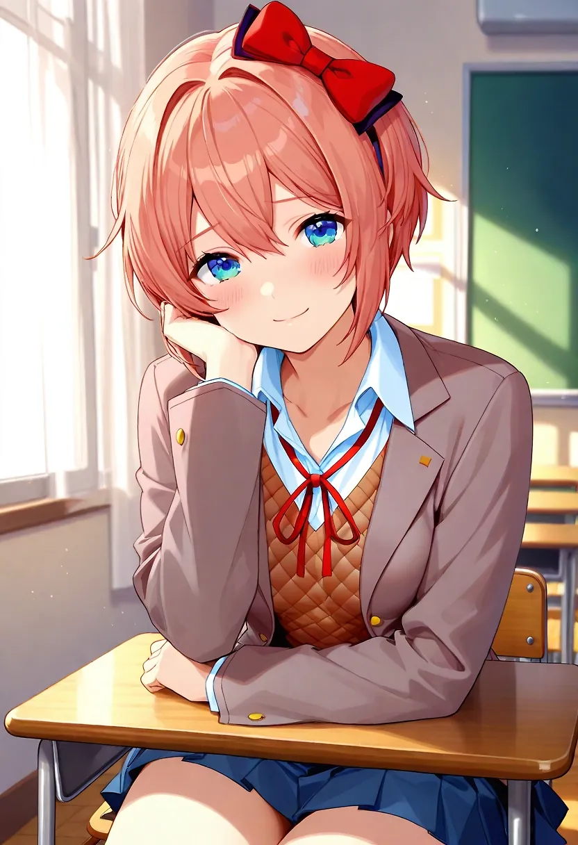 AI art "Studying with Sayori"