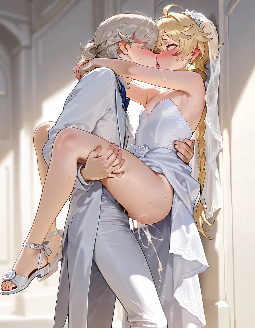 AI art "lyney and aether married"