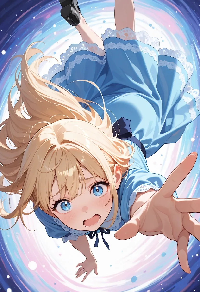 AI art "Alice in Waifuland" with user description "I might be going mad, lmao"