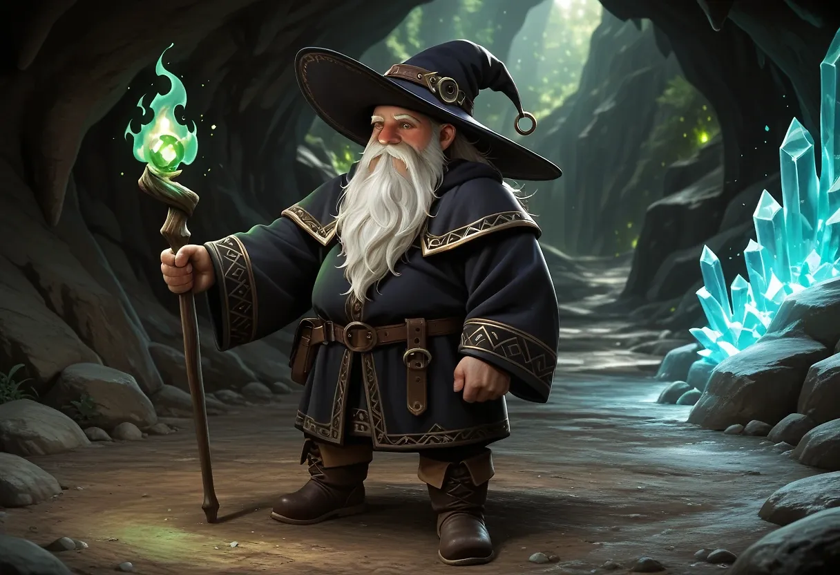 AI art "The Dwarf Wizard" with user description "I just loved this world sfw"