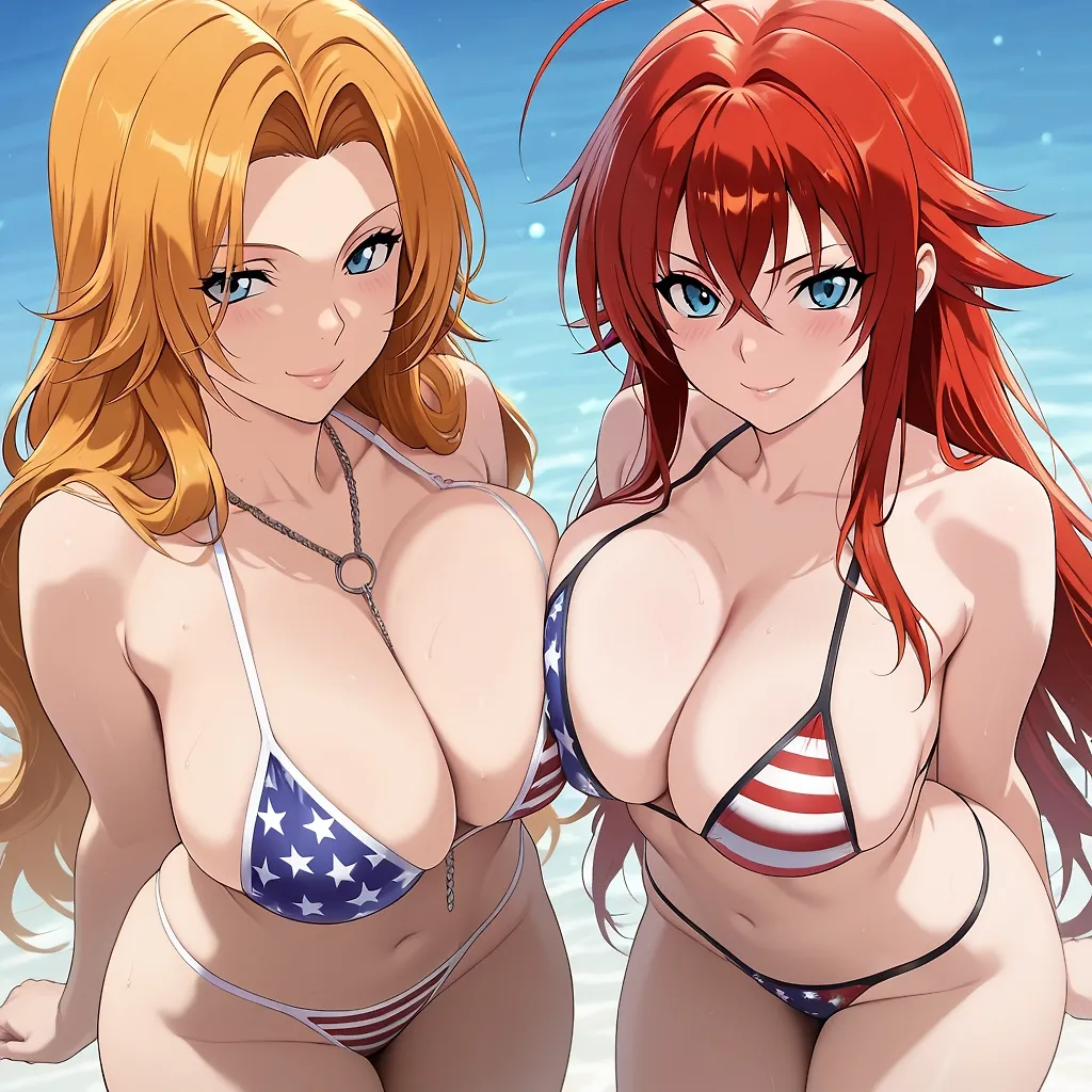 AI art "Rangiku Matsumoto and Rias Gremory" with user description "https://nsfwaiart420.com/"