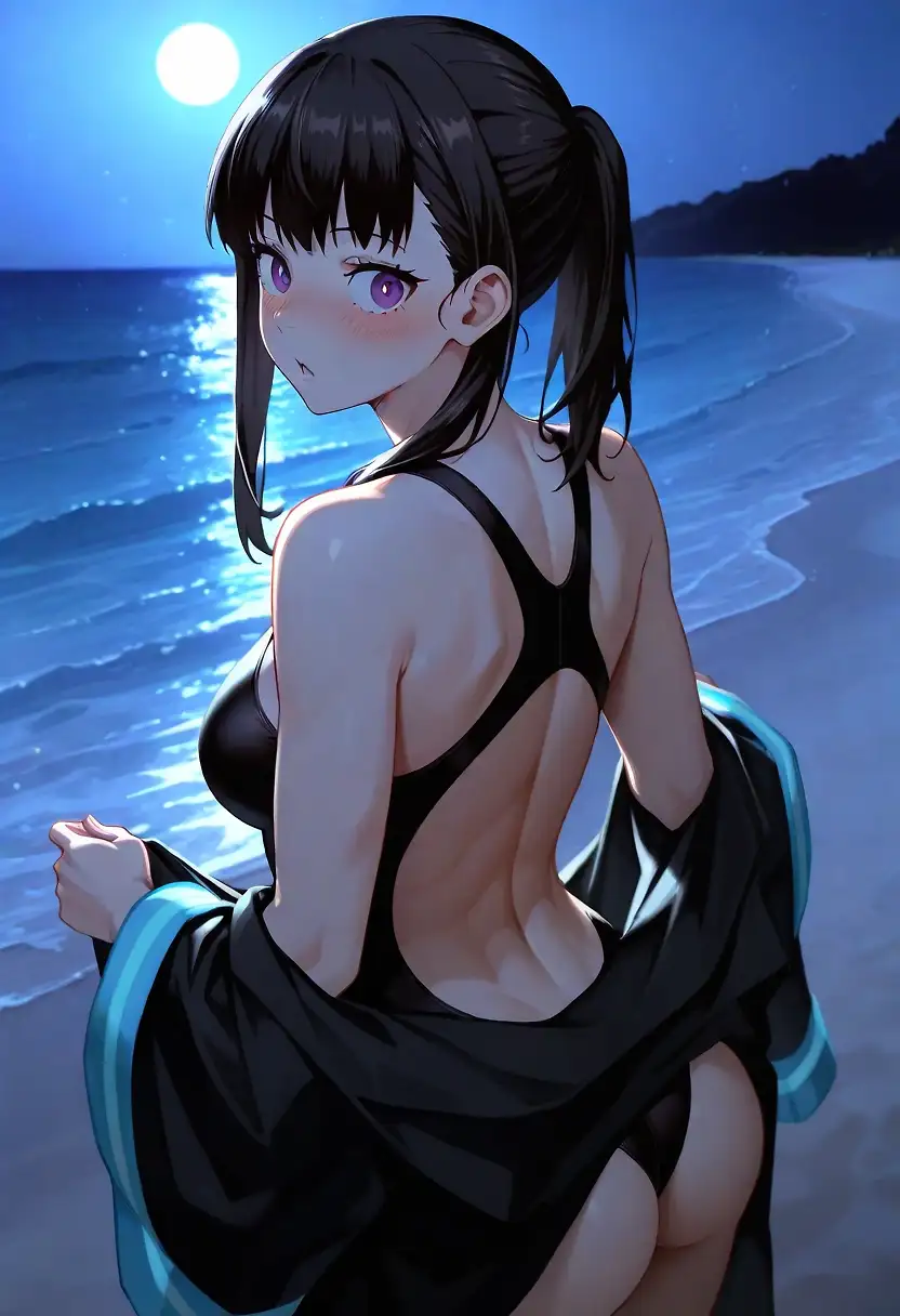 AI art 'Maki at Night Beach'