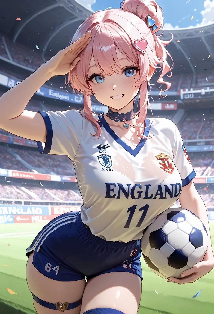 AI art "FOOTBALLS COMING HOME! ⚽⚽⚽" with user description "THREE LIONS ON A SHIRT 🦁🦁🦁
Spoiler - Isla's British! She drank 8 pints after this photoshoot and belted Sweet Caroline until she lost her voice, its in our blood we cant help it."