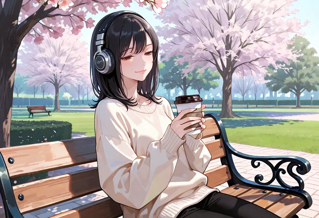 AI art "Chilling at the park during spring"
