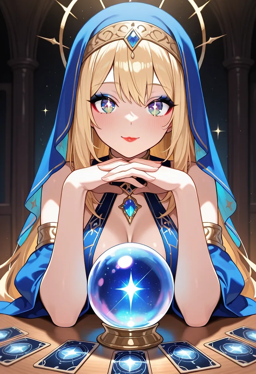AI art "Want to know your fortune?" with user description "Shall we find out together?  💙"