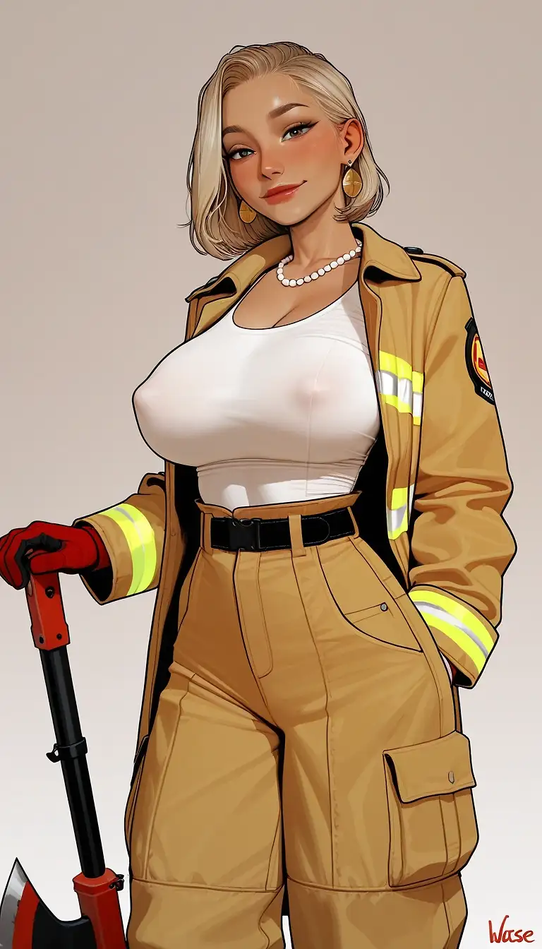 AI art '👩🏼‍🚒🚒 fire woman 🔥🔥🔥' with user description 'I personally have a crush with this set'