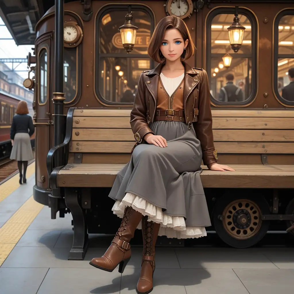 AI art 'Exploring the Steampunk City' with user description 'Susan exploring the steampunk city.'