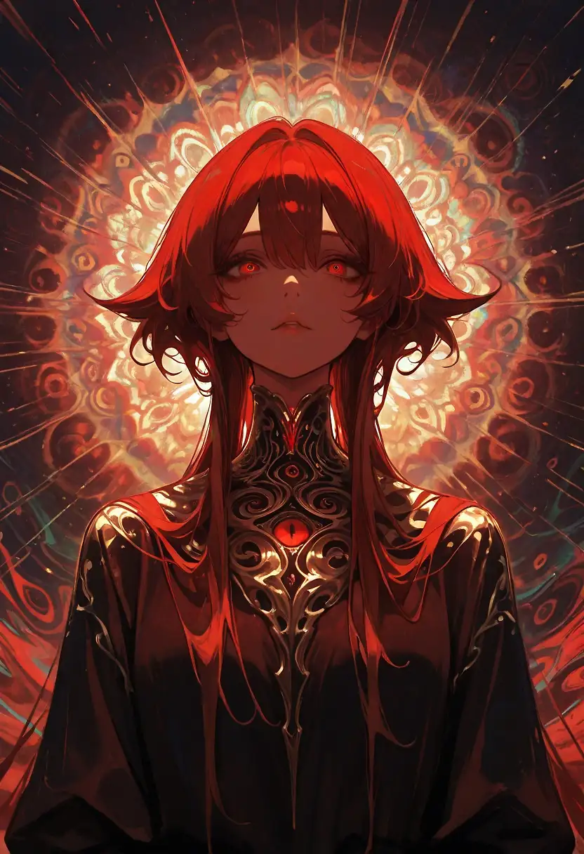 AI art 'Do not look directly at a deity' with user description 'At the sight of cosmic divinity, the senses are flooded with divine and conceptual knowledge. Unable to understand and fully comprehend the sights, the mind, body, and spirit are overwhelmed, breaking down.'