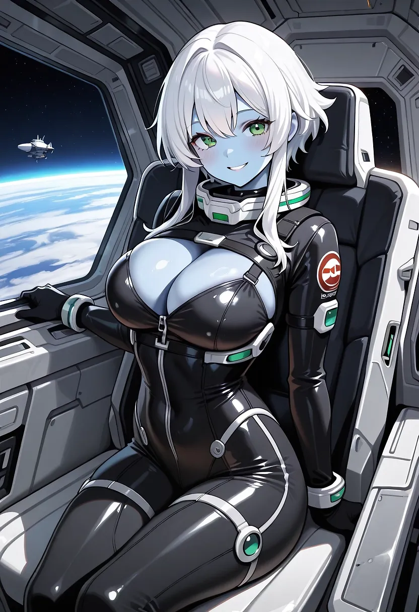 Blue Alien black suit in space